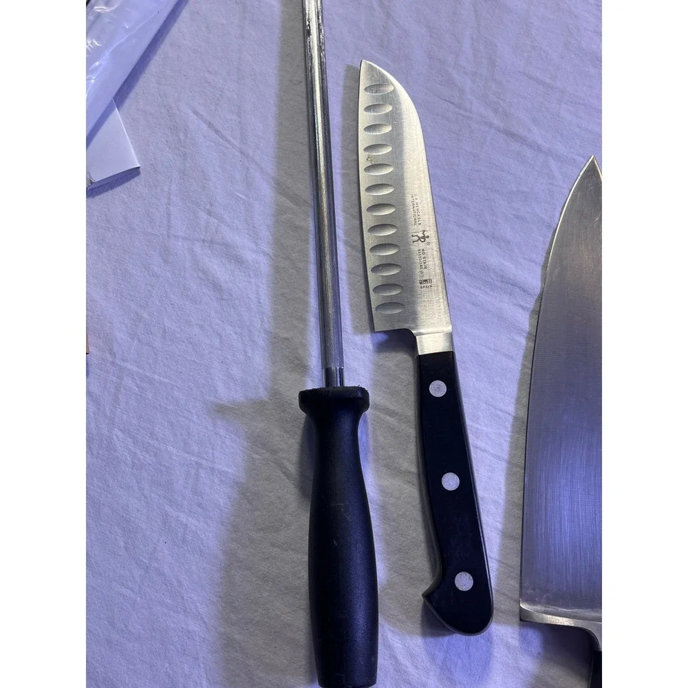 J.A. Henckels Knife Set Unisex 8pc Black Pre-Owned Stainless Steel Spain Santoku